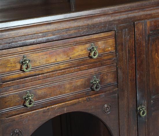 A Victorian Gothic revival red walnut sideboard, in the manner of Charles Locke Eastlake, W.5ft 7.25in.